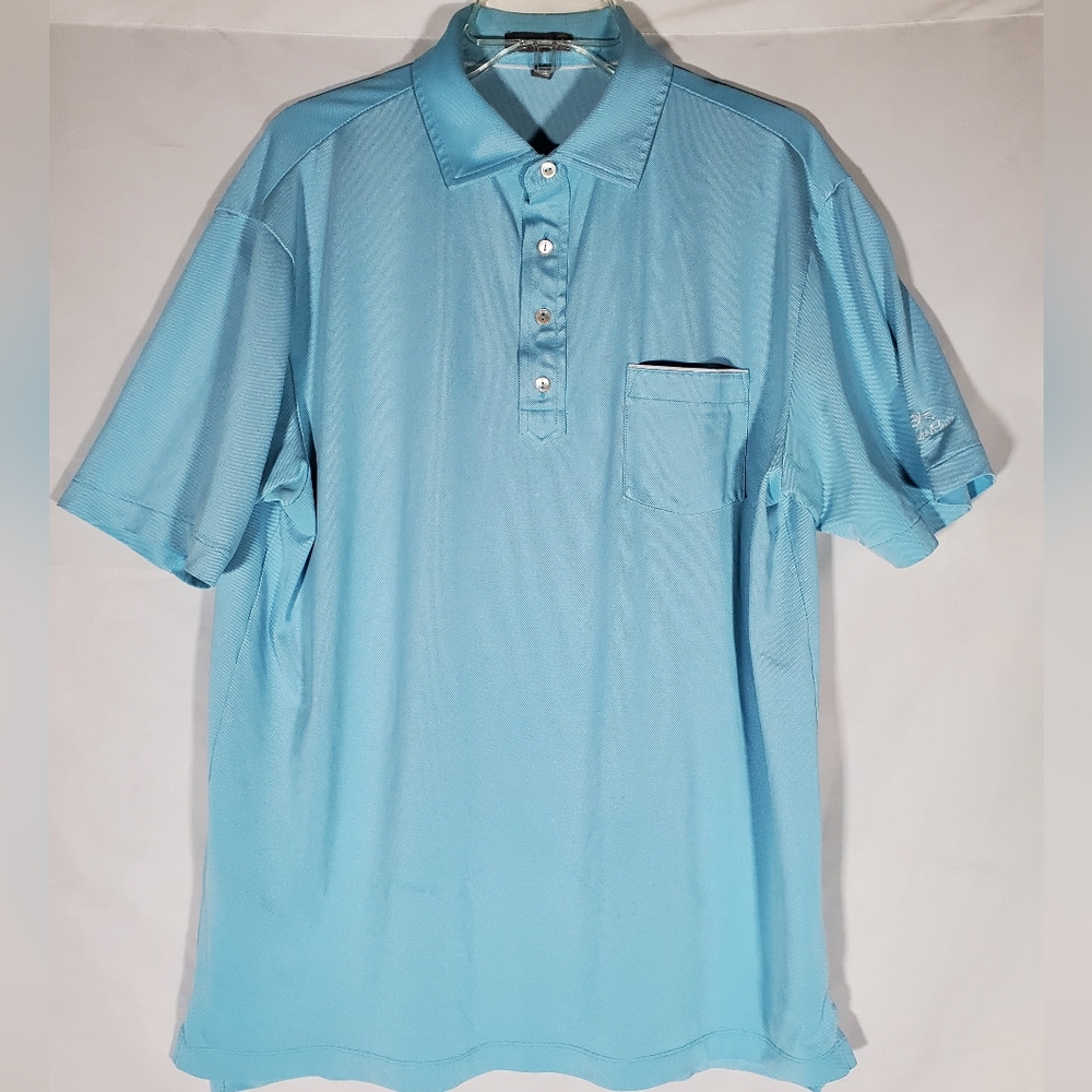 PETER MILLAR SKY BLUE SUMMER COMFORT GOLF POLO TEXTURED OUTDOOR SHIRT